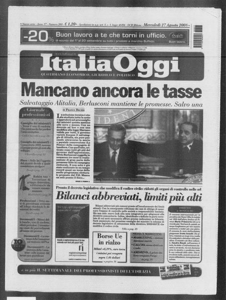 Italia oggi : quotidiano di economia finanza e politica